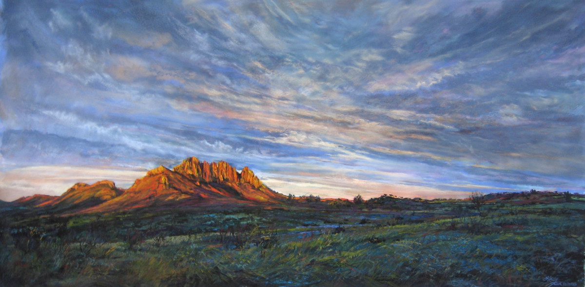 Golden Ribboned Dawn Wraps Sawtooth by Lindy Cook Severns 