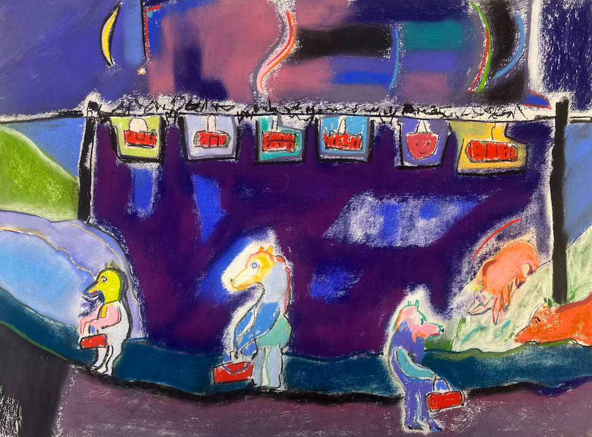 The Red Purse with Electricity and Blackbirds by Daniel Tucker, Image 1.