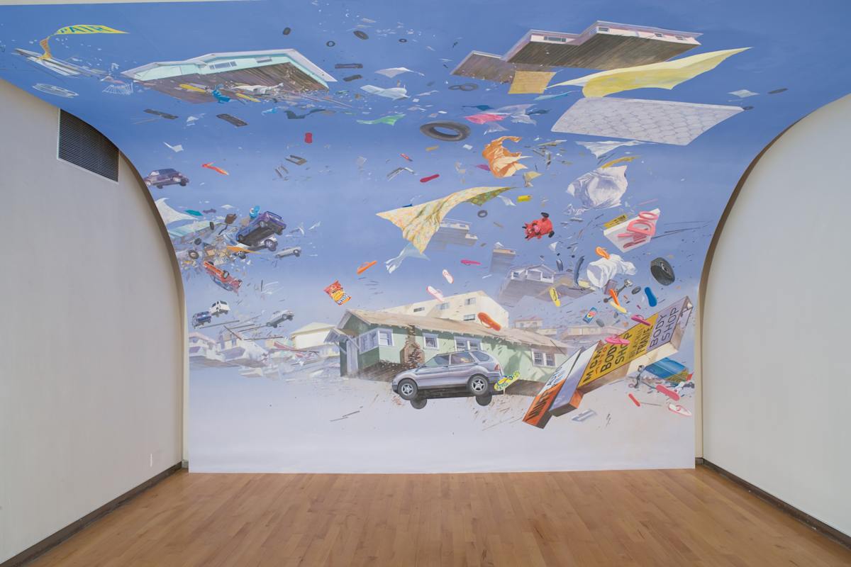 Suspension of Disbelief by Adam Cvijanovic  Image: Adam Cvijanovic, Suspension of Disbelief, 2007, Flashe and latex on Tyvek, 216 x 216 in. Inventory no. AC-2007-P-003. Courtesy of the artist.