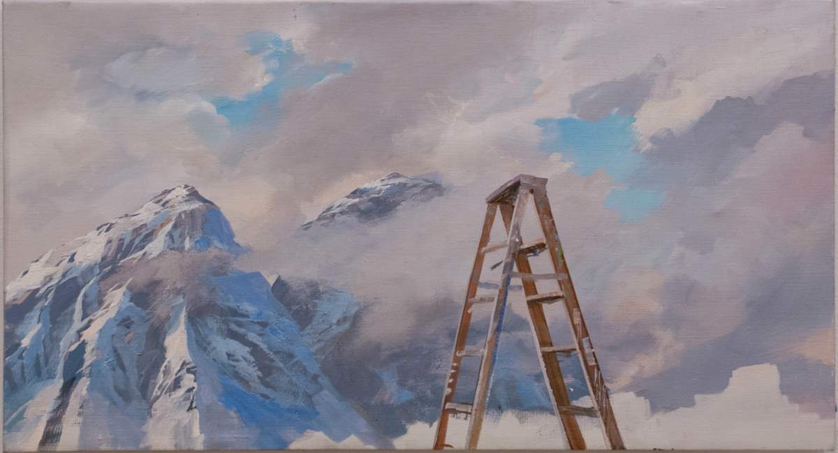 Santi's Ladder by Adam Cvijanovic  Image: Adam Cvijanvoic, Santi's Ladder, 2012, oil on canvas, 11 x 20 inches. Inventory No. AC-2012-P-005.