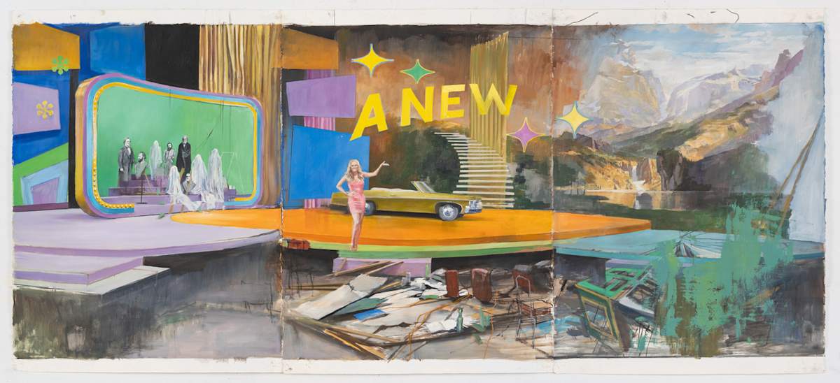 A New Car! by Adam Cvijanovic  Image: Adam Cvijanovic, A New Car!, 2018, oil on paper, triptych, 30 x 67 1/8 in. (overall). Inventory No. AC-2018-P-003. Courtesy of the artist. Photo by Adam Reich.