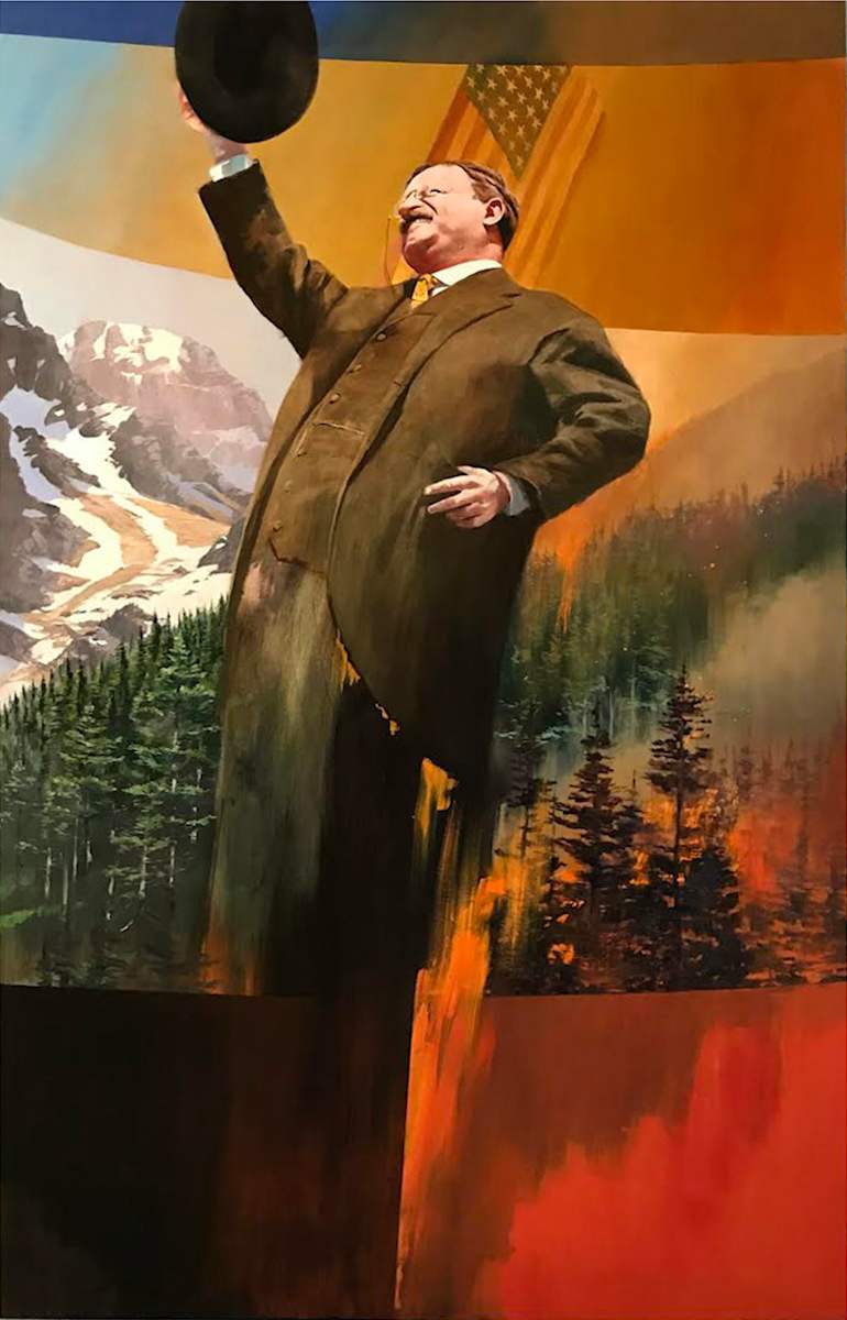 Portrait of Theodore Roosevelt by Adam Cvijanovic  Image: Adam Cvijanovic, Portrait of Theodore Roosevelt, 2022, oil on panel, 78 x 48 1/16 x 2 in. Inventory no.  AC-2022-P-003. Collection of David Guezuraga.