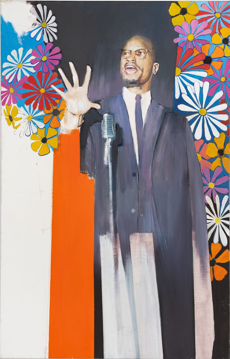 Malcolm X Version 3 by Adam Cvijanovic  Image: Adam Cvijanovic, Malcolm X Version 3, 2022, oil on canvas, 52 3/8 x 33 5/8 x 1 1/2 in. Inventory no. AC-2022-P-004. Courtesy of the artist. Photo by Adam Reich.