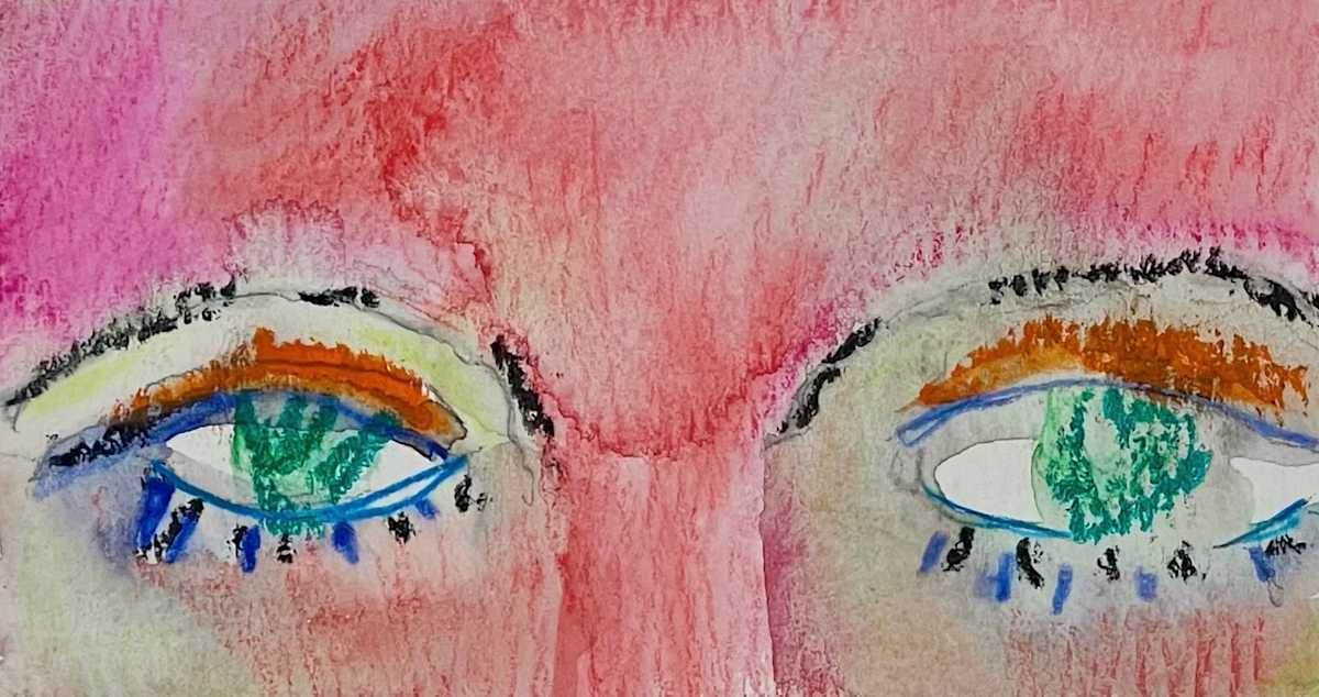 For Your Eyes Only by Cynthia Banua  Image: Original watercolor and oil pastelon paper. From the "Bold Women" collection.