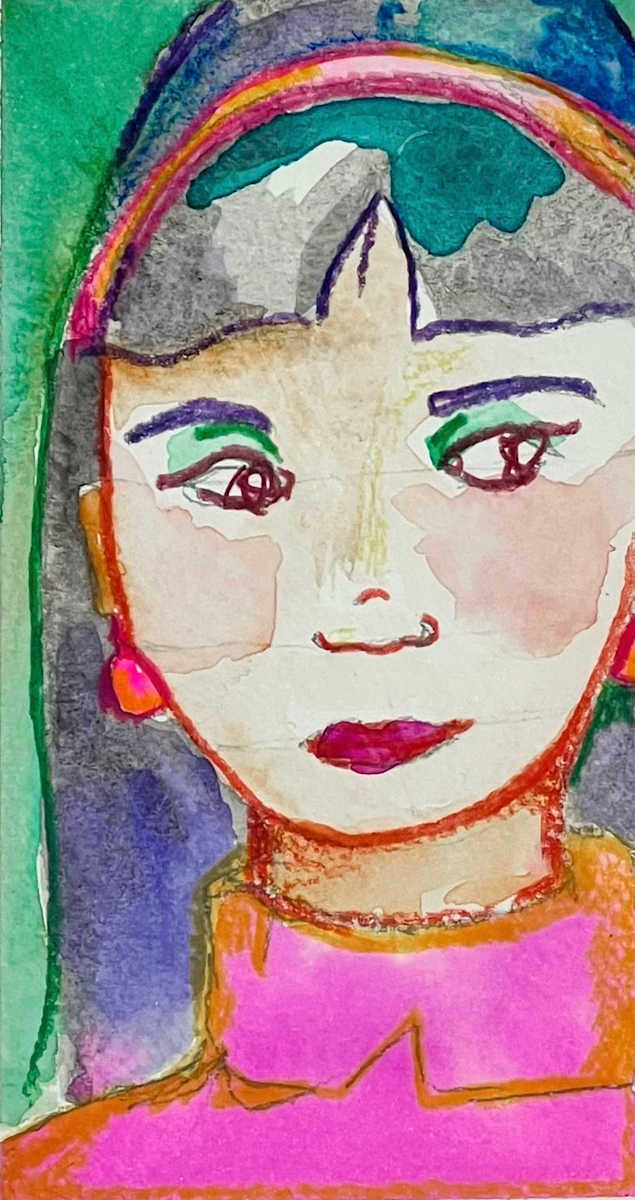I Have Thoughts by Cynthia Banua  Image: Original watercolor and colored pencil on paper. From the "Bold Women" collection.