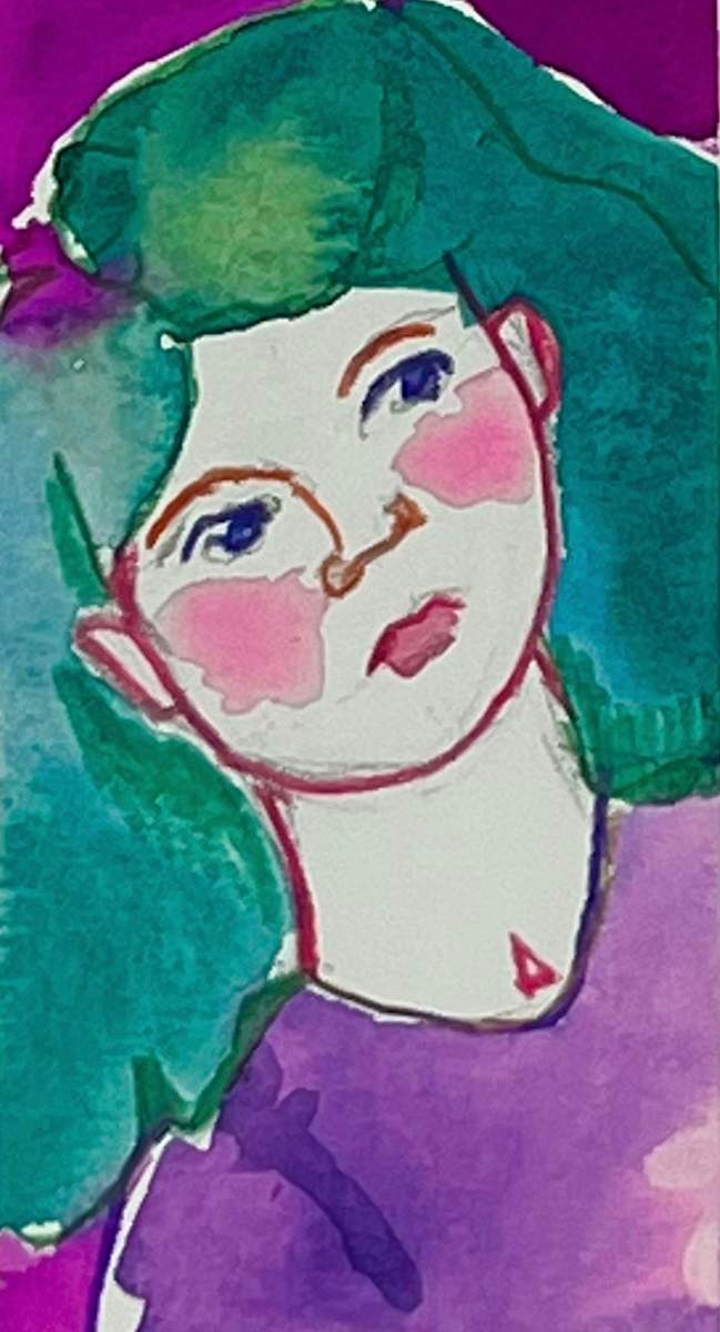 Chin Up by Cynthia Banua  Image: Original watercolor and colored pencil on paper. From the "Bold Women" collection.