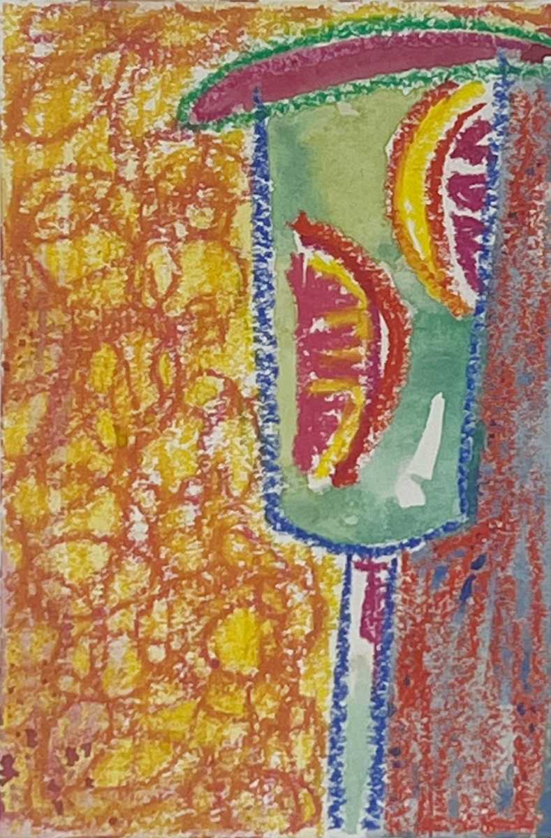 Ladies Night by Cynthia Banua  Image: Original Watercolor and Oil Pastel on Paper. From the "Still Life of the Party" collection. 