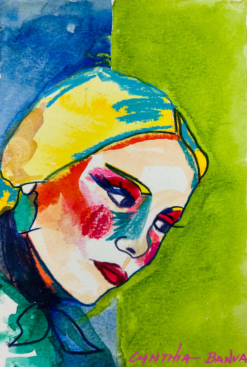 How Did We Get Here by Cynthia Banua  Image: Original watercolor, oil pastel and colored pencil on paper. From the "Bold Women" collection.