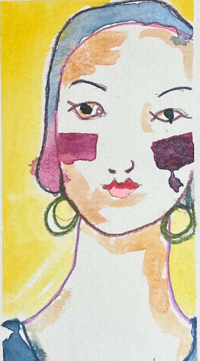 Beauty Mark by Cynthia Banua  Image: Original watercolor and colored pencil on paper. From the "Bold Women" collection.