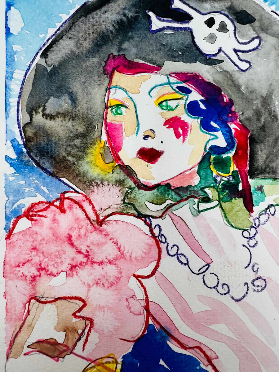 And A Bottle Of Rum by Cynthia Banua  Image: Original watercolor, oil pastel and colored pencil on paper. From the "Bold Women" collection.