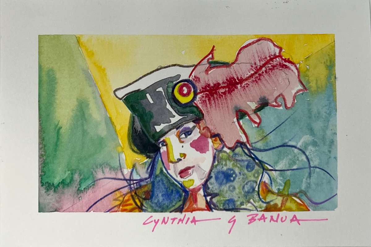 Gasparilla Girl by Cynthia Banua  Image: Original watercolor, oil pastel and colored pencil on paper. From the "Bold Women" collection.