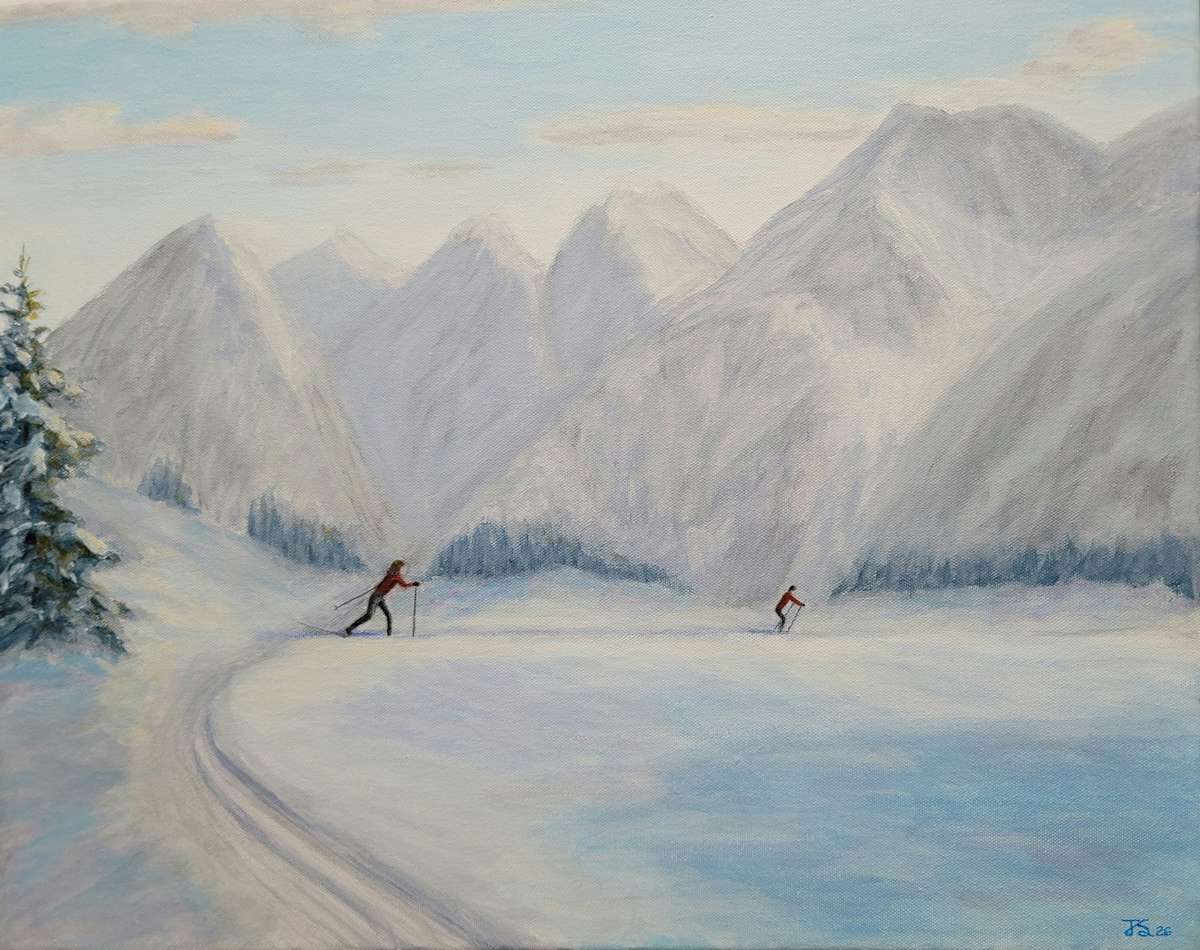 Skiing the Mountain Trails by JM Sutherland, Image 1.