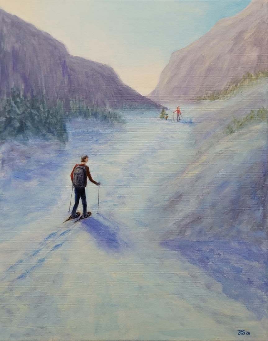 Snowshoeing the Mountain Trails by JM Sutherland, Image 1.