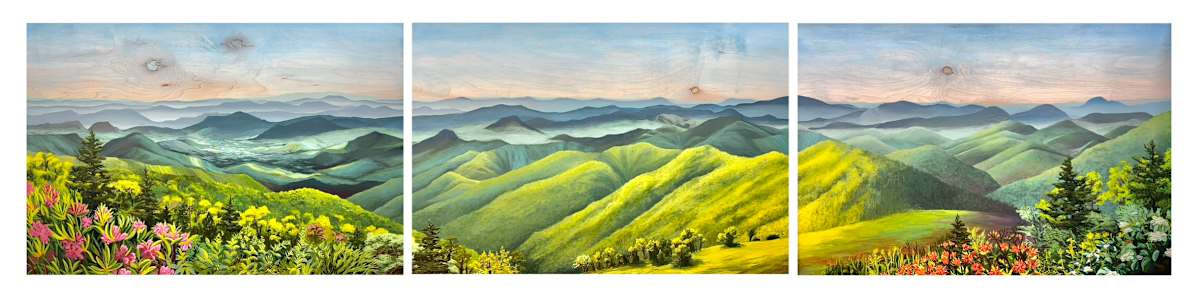 The Journey of Light by Lindsey Veil  Image: The Journey of Light triptych by Lindsey Veil
Acrylic on Wood Panels 
30” x 135”
