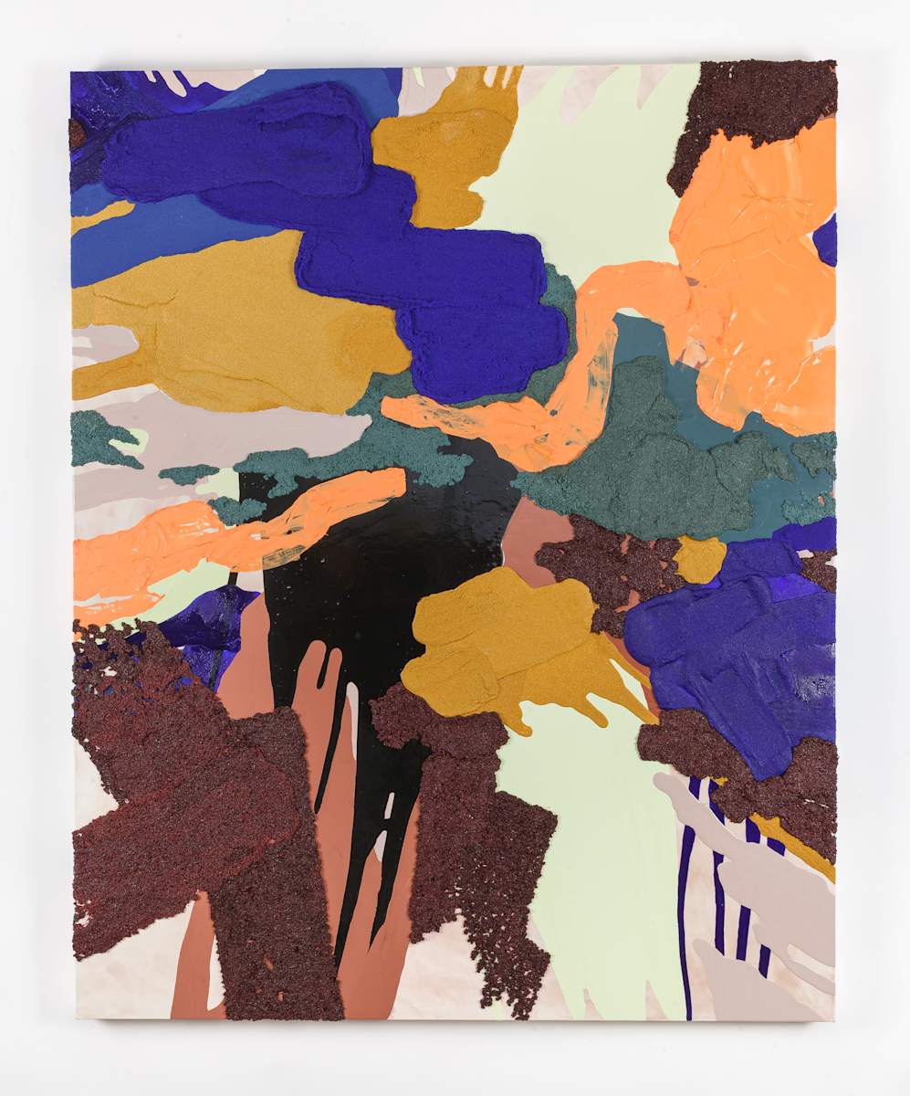 Tectonic with Ultramarine by Sarah Trigg  Image: Sarah Trigg, Tectonic with Ultramarine, 2025, acrylic and pumice on canvas, 48 x 60 inches