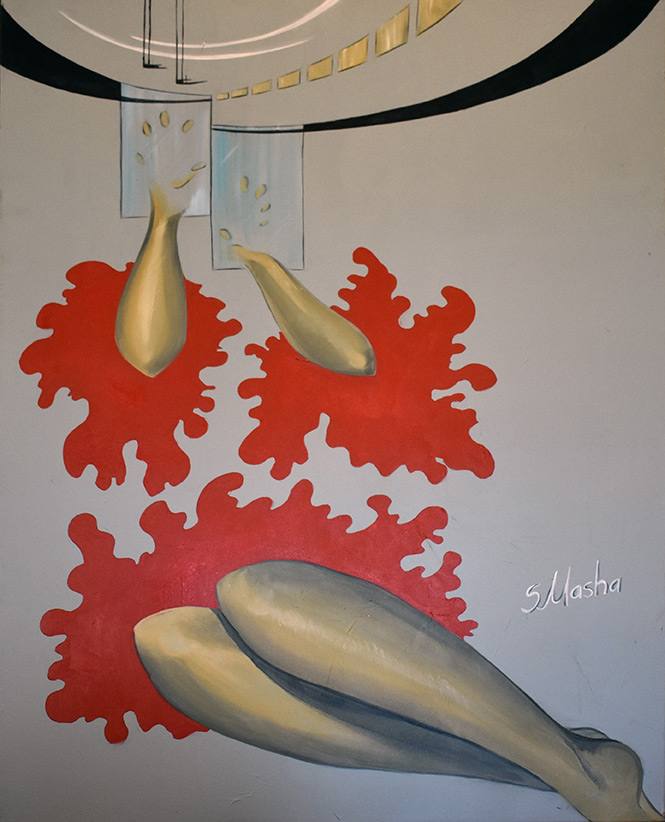 Lady In Red 5 by Masha Schwartz Art 