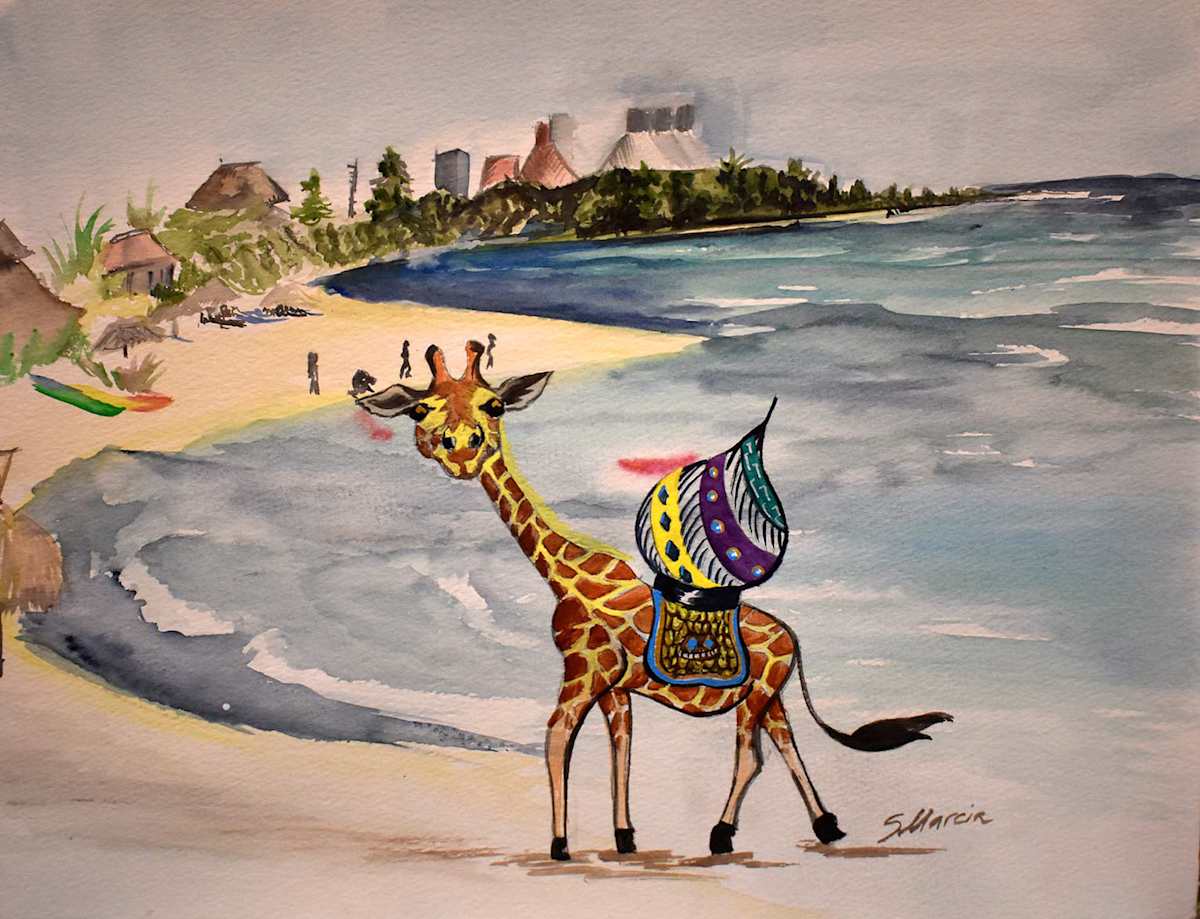 Procession of the Sultan by Masha Schwartz Art  Image: “Procession of the Sultan” merges desert royalty with seaside splendor