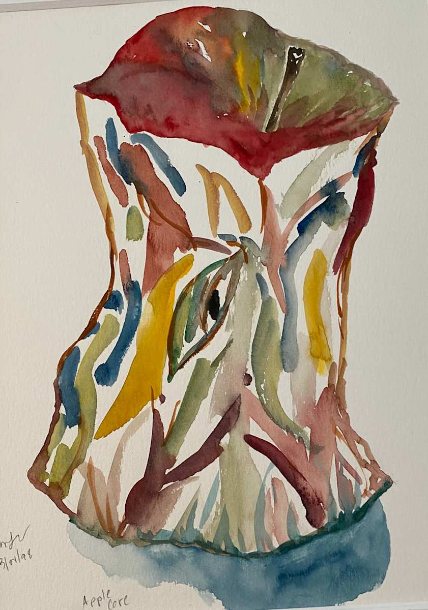 Original Watercolor - Apple Core by Marie Louise Bosin 