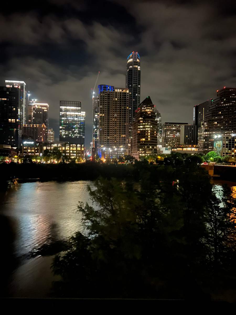 Austin from across the river with Banksy by Marie Louise Bosin, MA  Image: Austin from across the river with Banksy