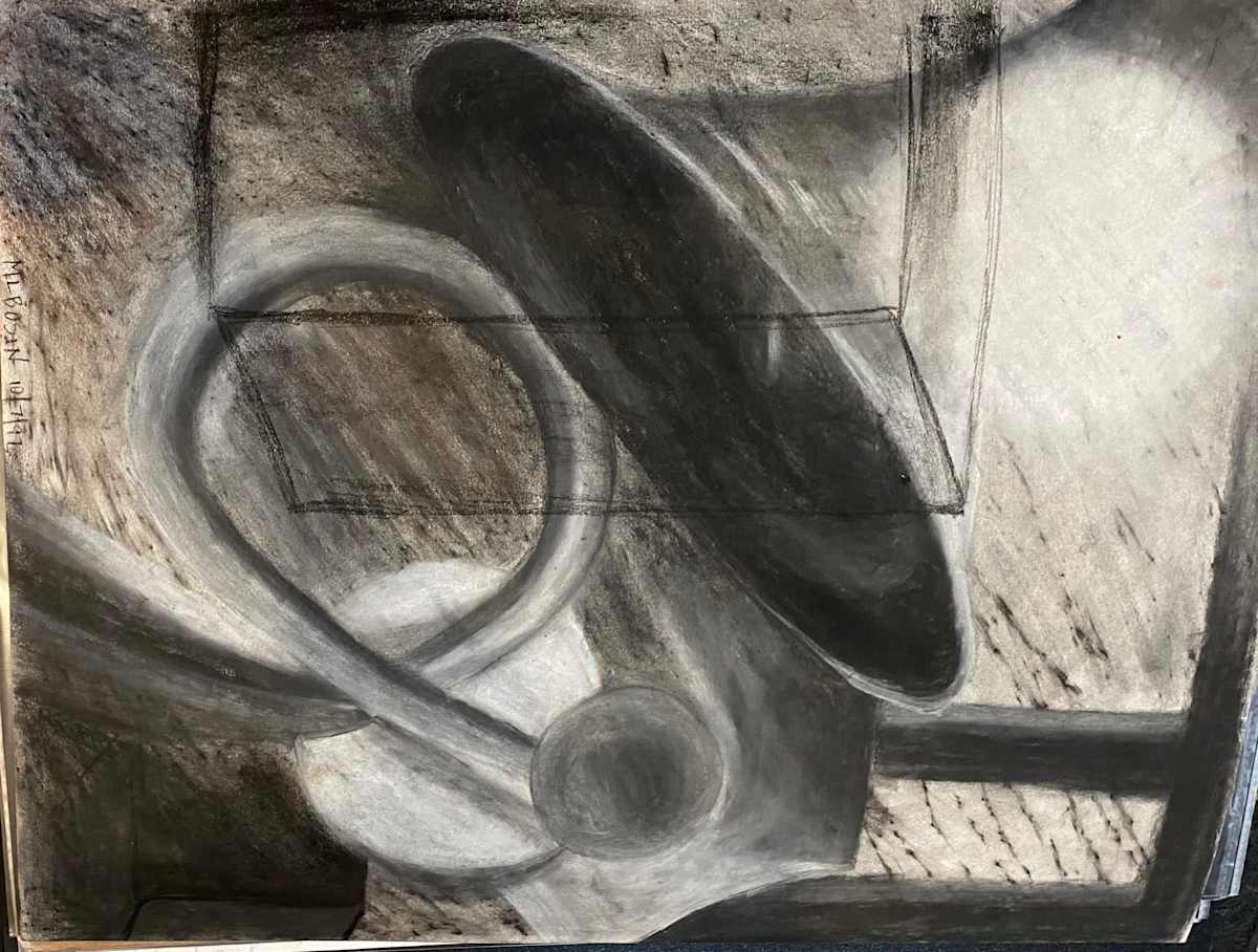 Original Chalk Drawing - Blow Your Horn by Marie Louise Bosin  Image: Blow Your Horn