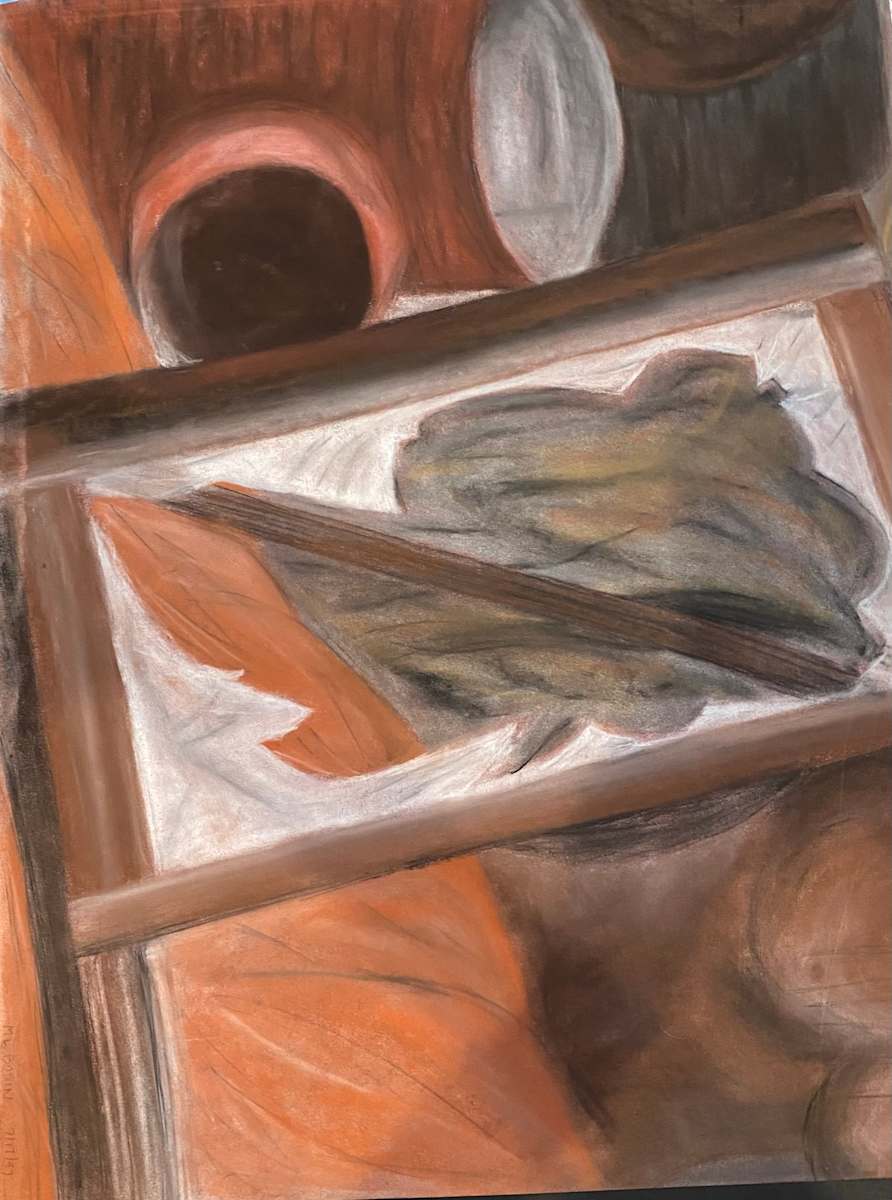 Original Chalk Drawing - Ladder with Vessels by Marie Louise Bosin  Image: Ladder with Vessels