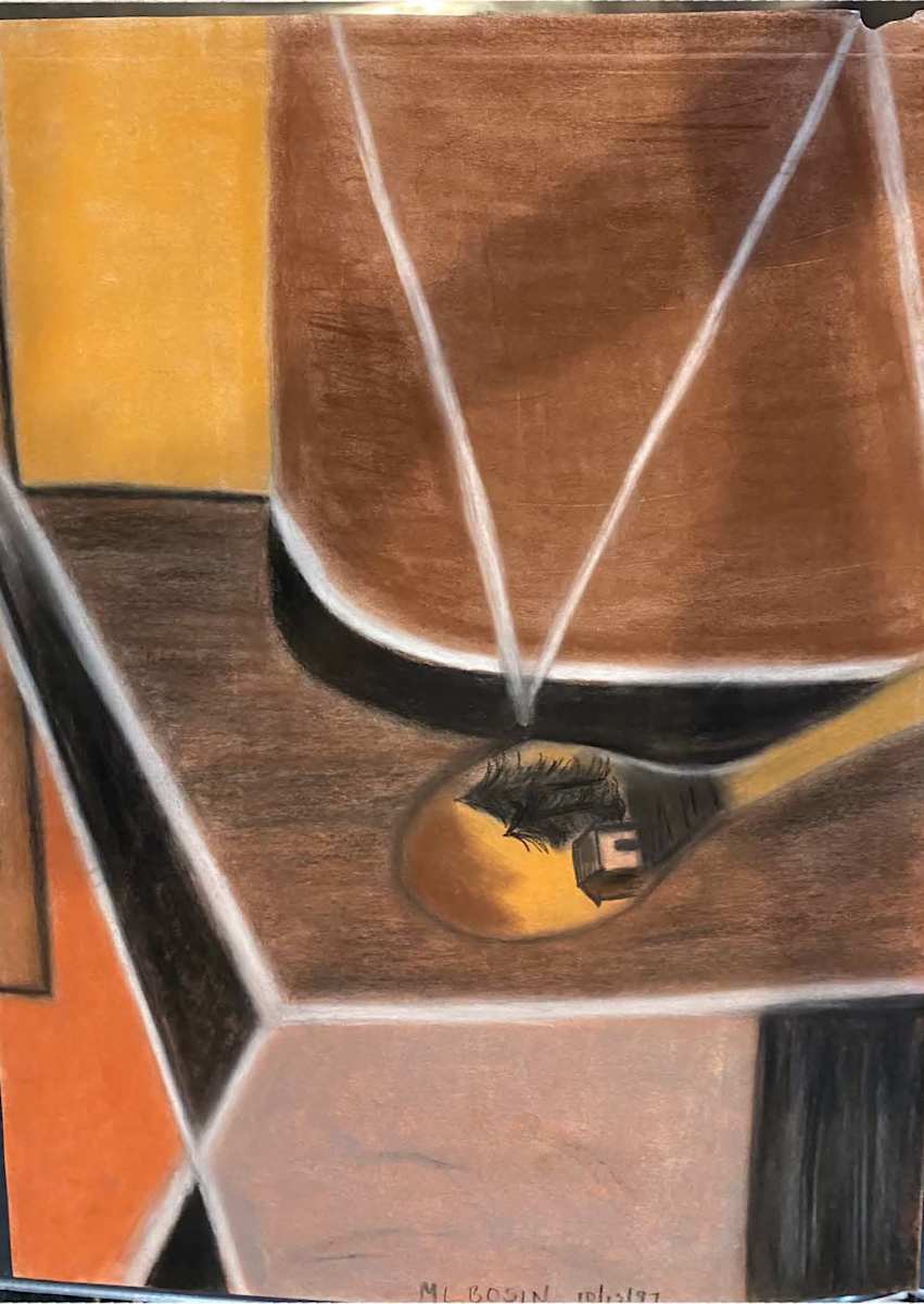 Original Chalk Drawing - Childhood Musical Instruments by Marie Louise Bosin 