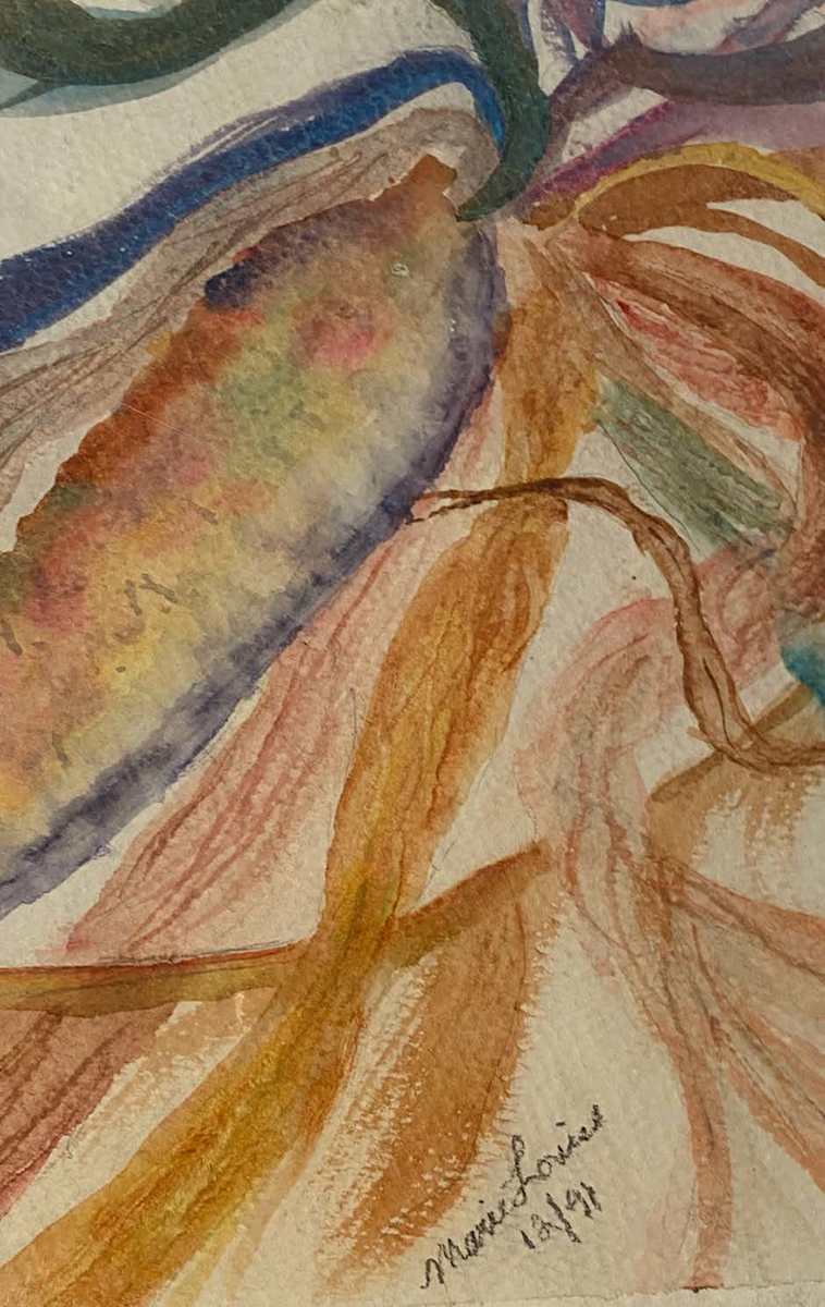 Original Watercolor Painting - Country Corn by Marie Louise Bosin 