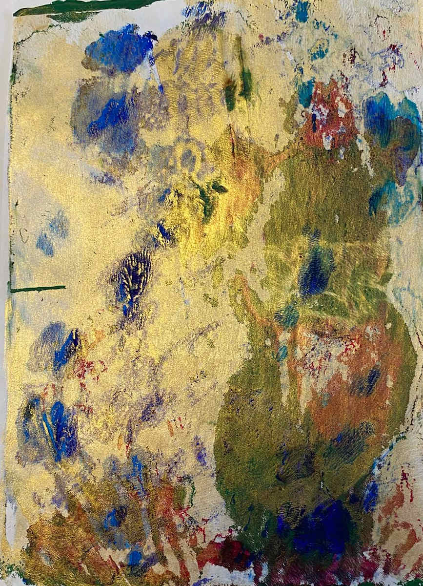 Original Gelli Plate Print - Covered in Gold by Marie Louise Bosin  Image: Covered in Gold