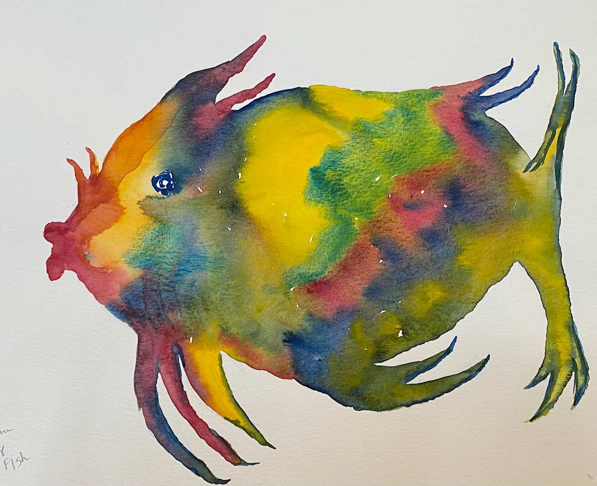 Rainbow Fish by Marie Louise Bosin, MA  Image: Original Rainbow Fish-Watercolor