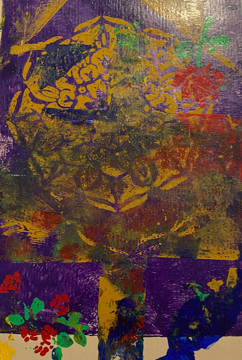 Original Gelli Plate Print - Sacred Darkness by Marie Louise Bosin  Image: Sacred Darkness