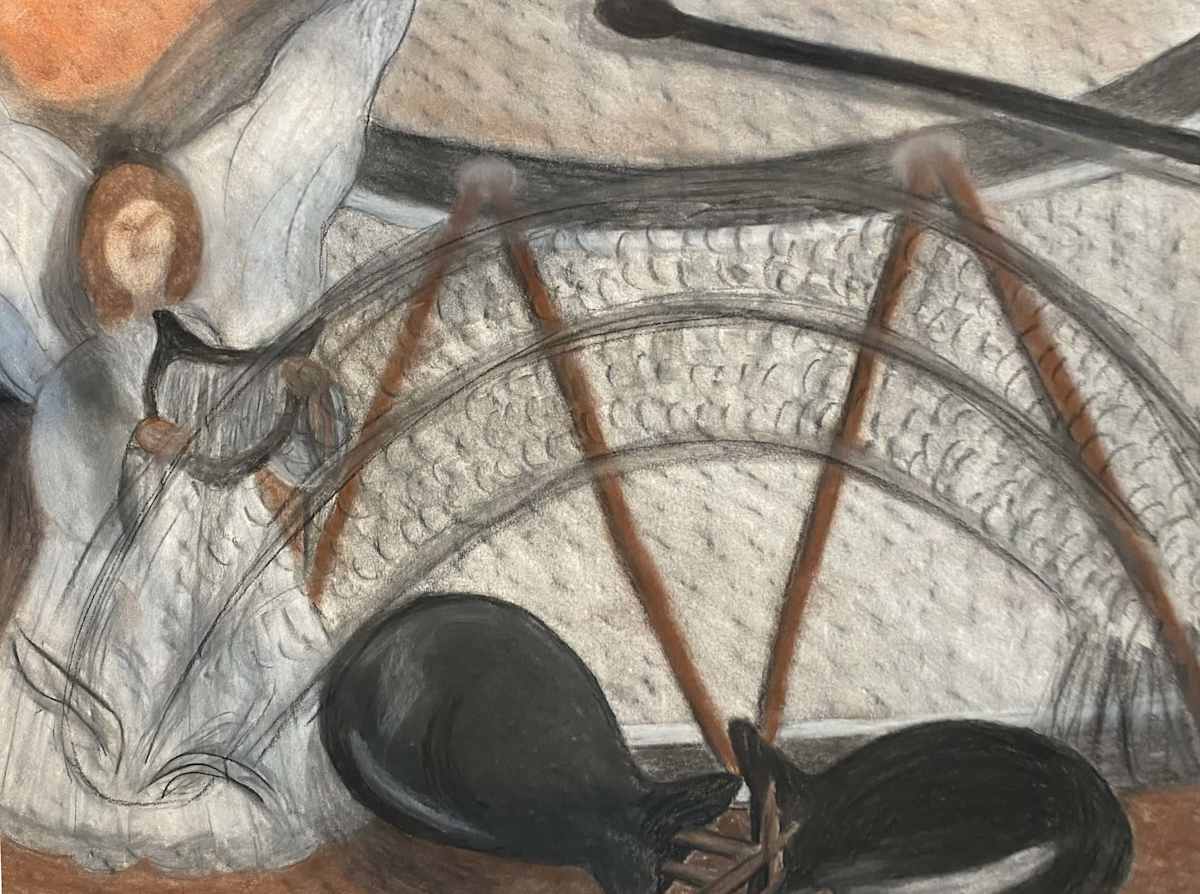 Original Chalk Drawing - The Angel Sings in Spanish by Marie Louise Bosin  Image: The Angel Sings in Spanish