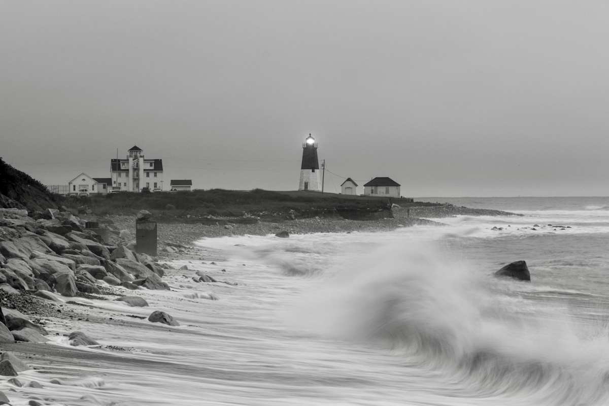 Point Judith Lighthouse - black & white by Daniel Butler  Image: Point Judith Lighthouse in black & white