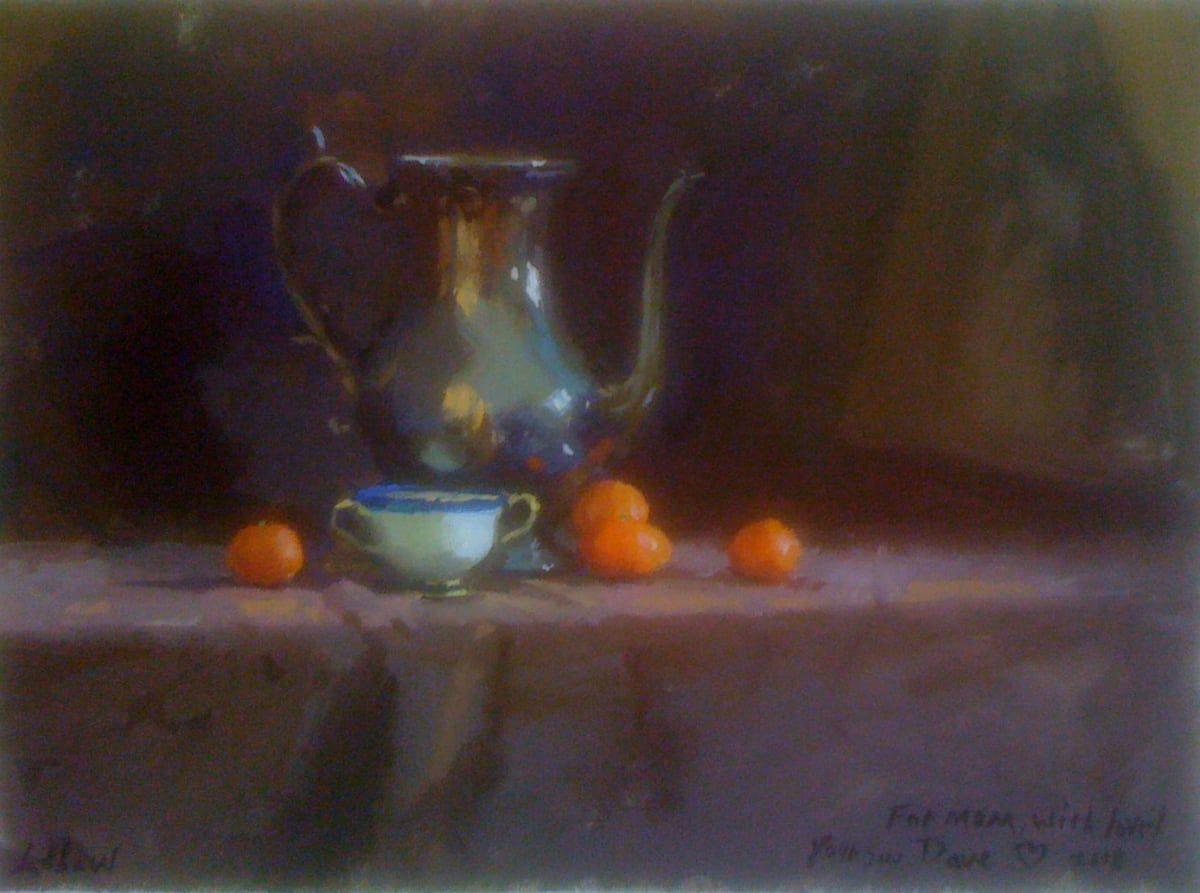 Silver Pitcher with Tangerines by Dave Lebow 