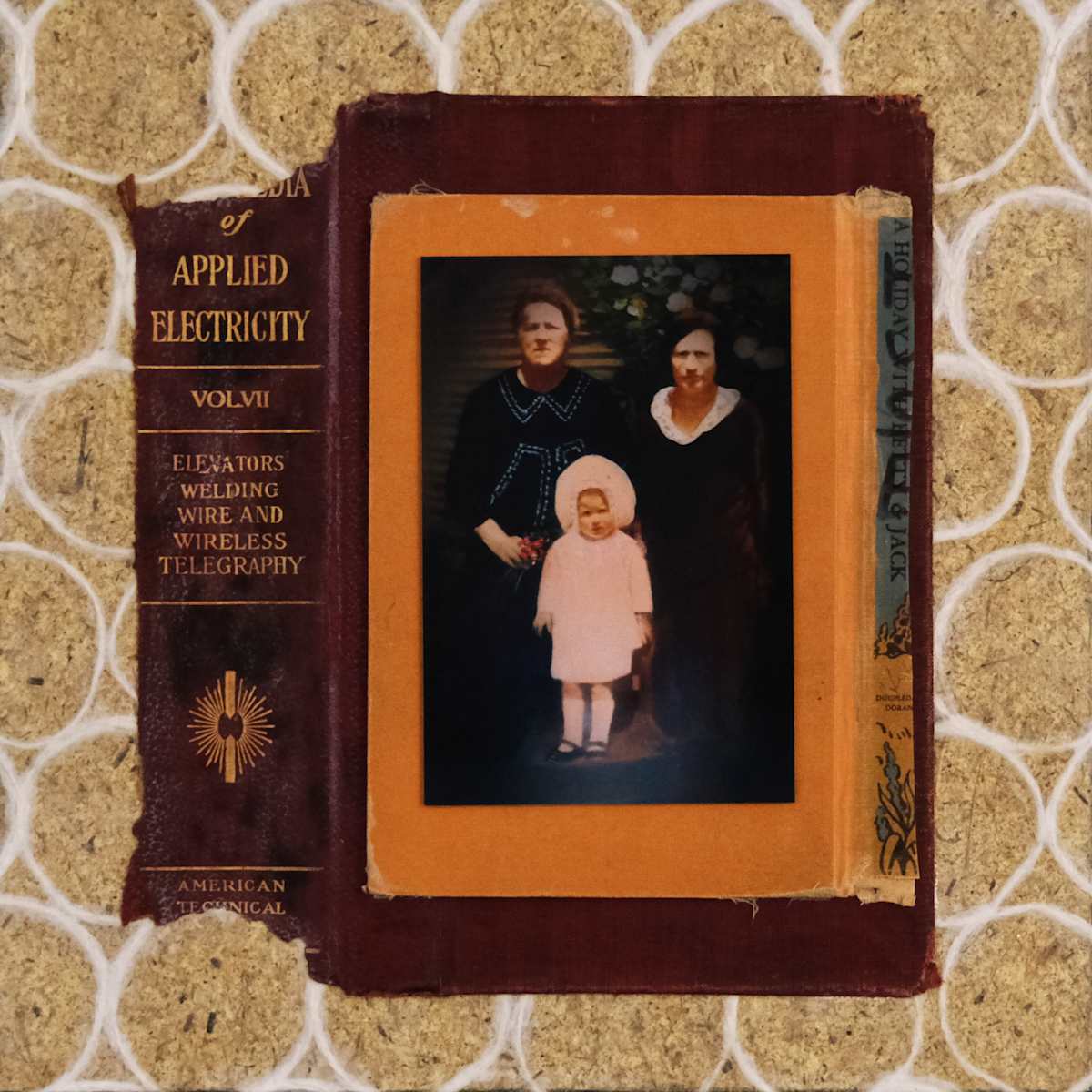 Mirah-Flossie-Loretta by Denise Lindgren  Image: Three generations,  wearing pain like a wool coat  during the summer.
