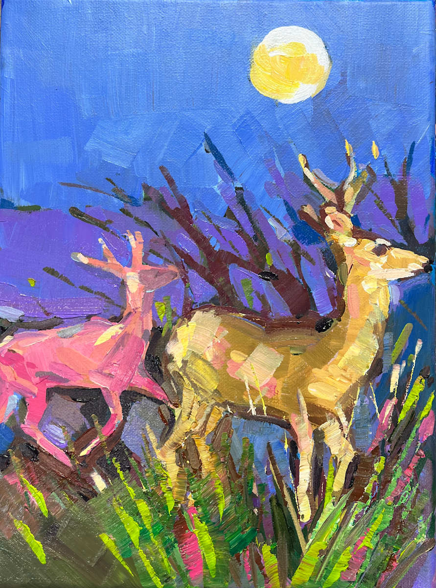 Deer in Full Moon by Laura Green, Image 1.