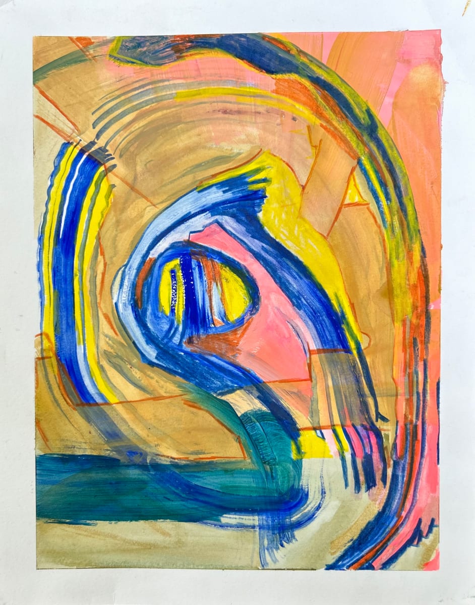 blue and yellow stripe swirl by MOLLY HOWELL 