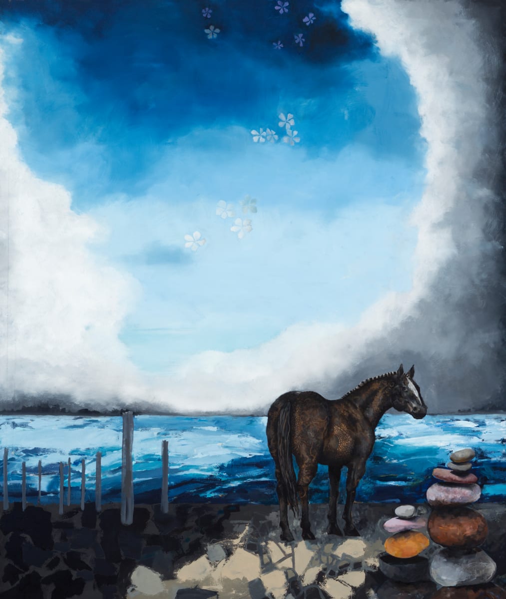 Blue Sky - Grey Horse by Susan Schiesser 