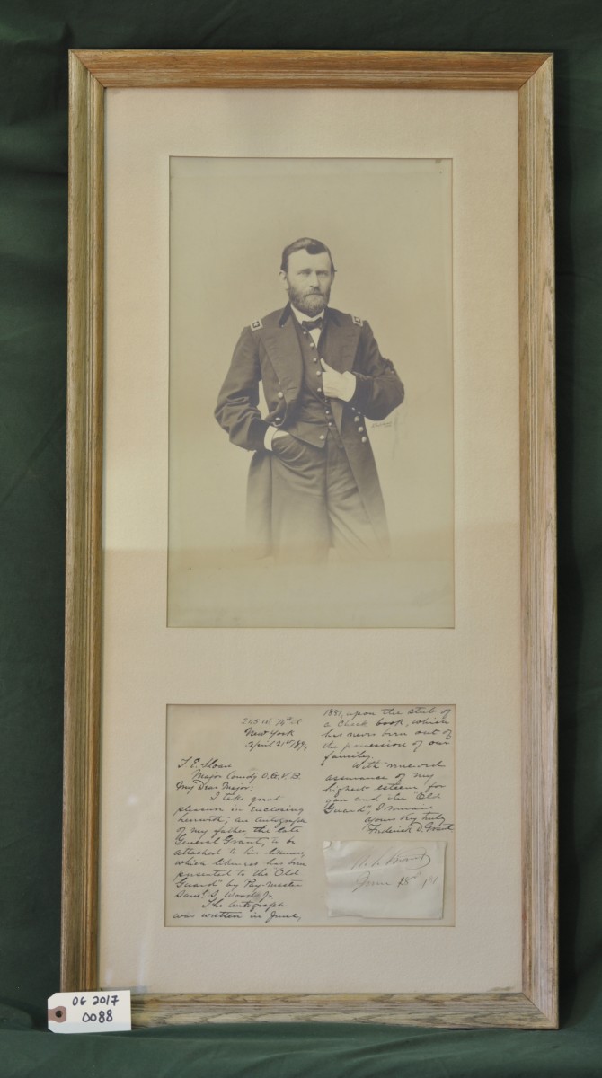 Portrait and autograph of General Grant presented to the Old Guard with a letter 
