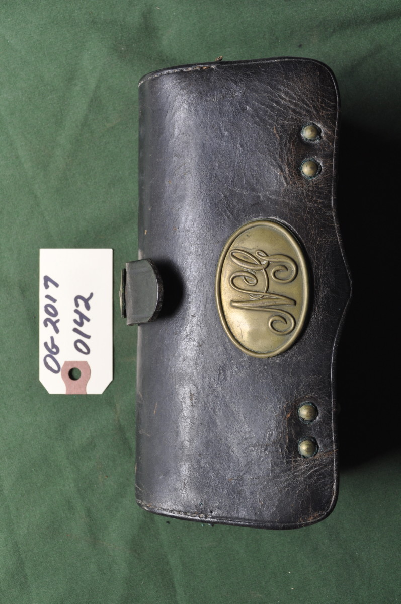 Civil War Area Leather and Brass Belt Pouch 