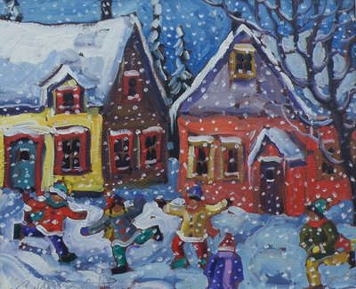 Children Playing Winter Scene by Rod Charlesworth, Image 1.