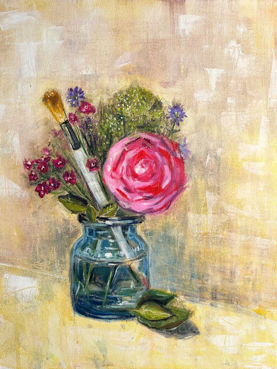 Bouquet with Brush, Alla Prima by Jodi Gaines  Image: Bouquet with Brush, Alla Prima - Oil on Canvas by Jodi Gaines