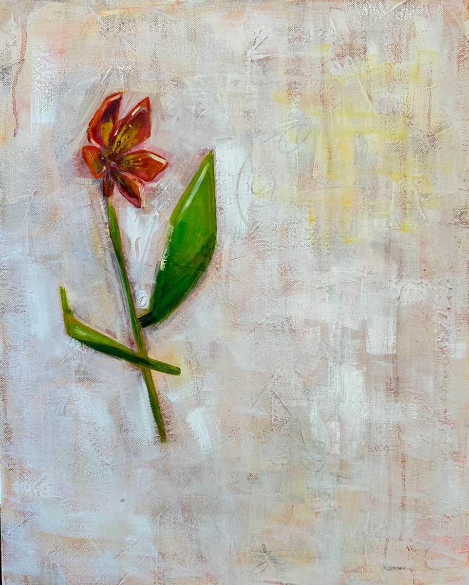 The Floating Garden: Orange Peruvian Lily by Jodi Gaines  Image: Floating Garden Peruvian Lilly - Mixed Media Painting by Jodi Gaines