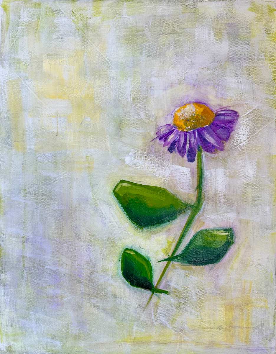 The Floating Garden: Purple Daisy by Jodi Gaines  Image: Floating Garden Purple Daisy - Mixed Media Painting by Jodi Gaines