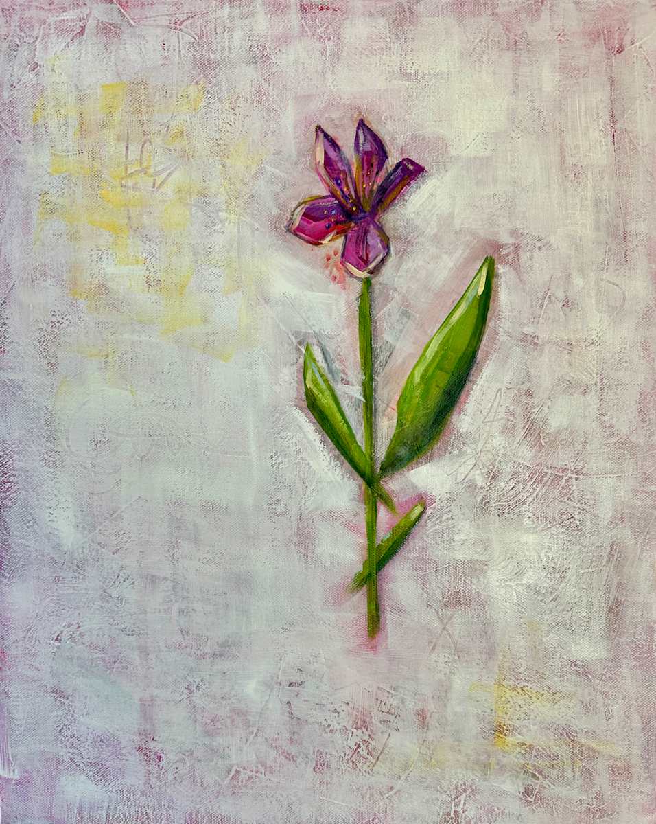 The Floating Garden: Purple Peruvian Lily by Jodi Gaines  Image: Floating Garden Purple Peruvian Lily - Mixed Media Painting by Jodi Gaines