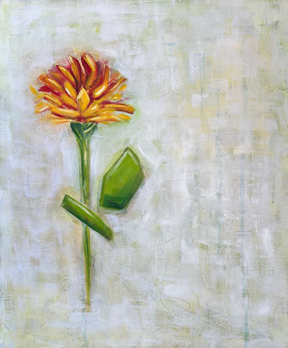 The Floating Garden: Yellow Dahlia by Jodi Gaines  Image: Floating Garden Yellow Dahlia - Mixed Media Painting by Jodi Gaines