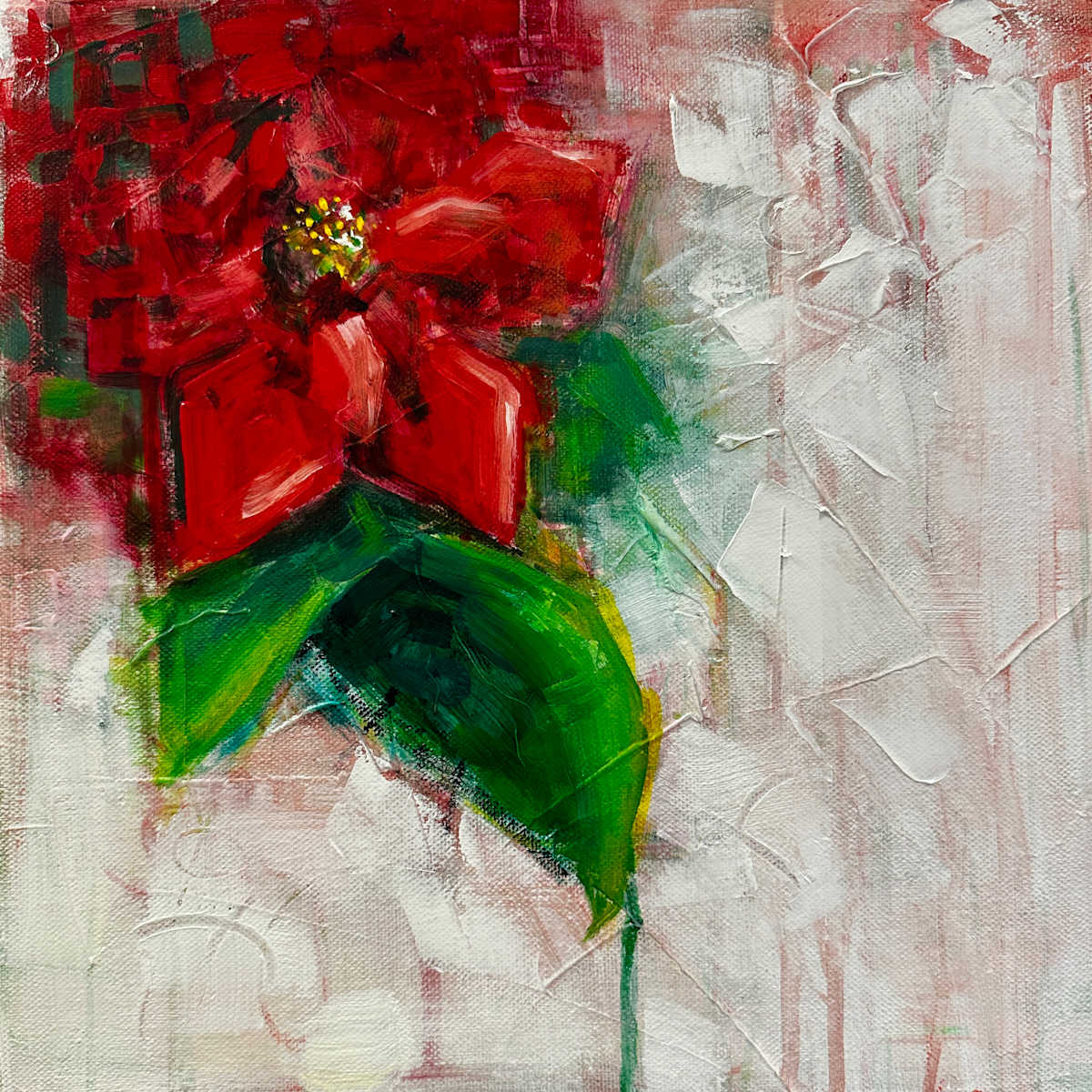 Holiday Garden: Poinsettia Bloom by Jodi Gaines  Image: Poinsettia Modern Holiday Painting by Jodi Gaines