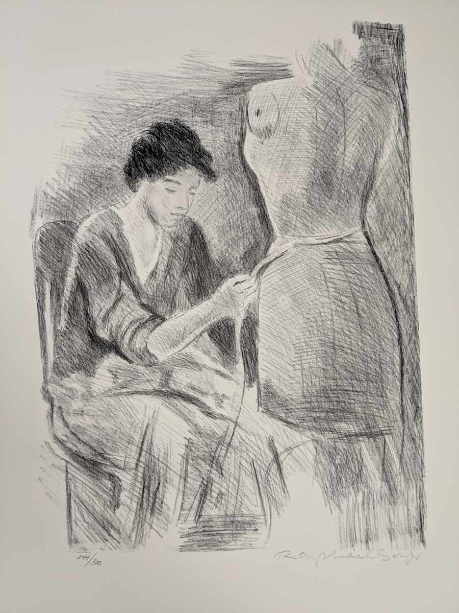 Seamstress  II (B&W) by Raphael Soyer 