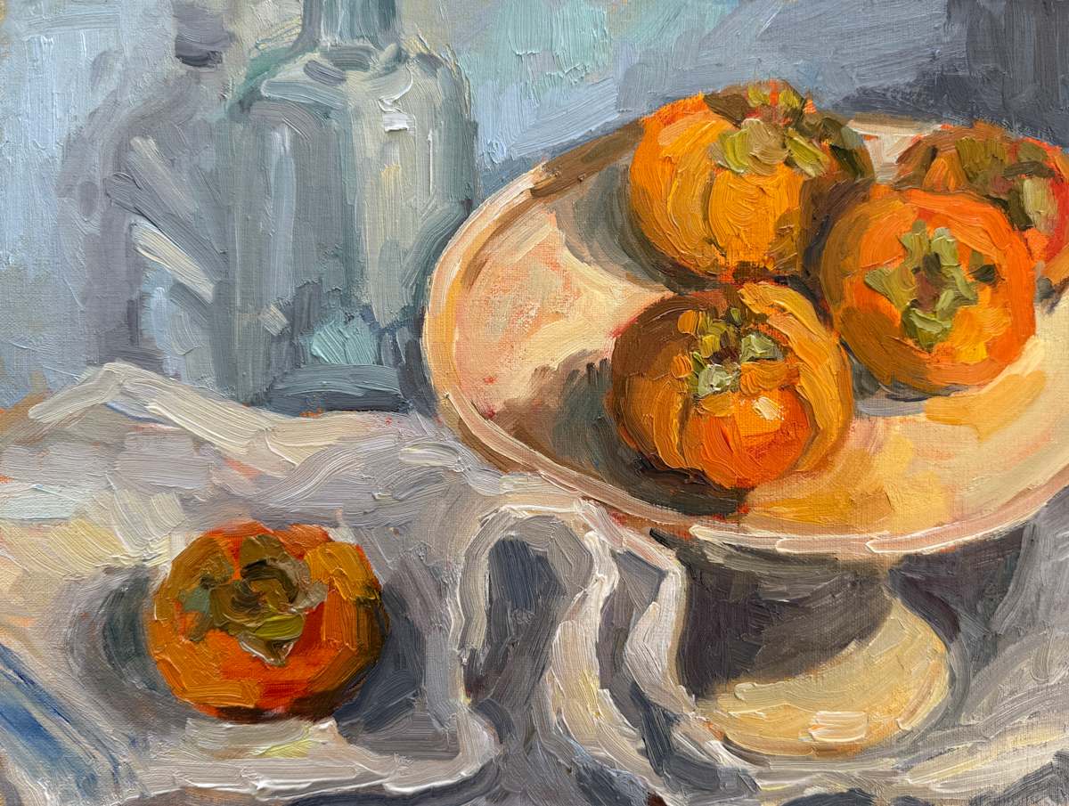 Persimmons and Cloth by Sara Rae 