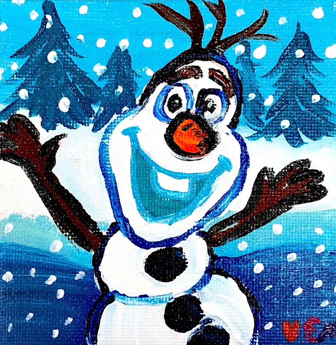 Olaf Mini Canvas by Emily, Image 1.