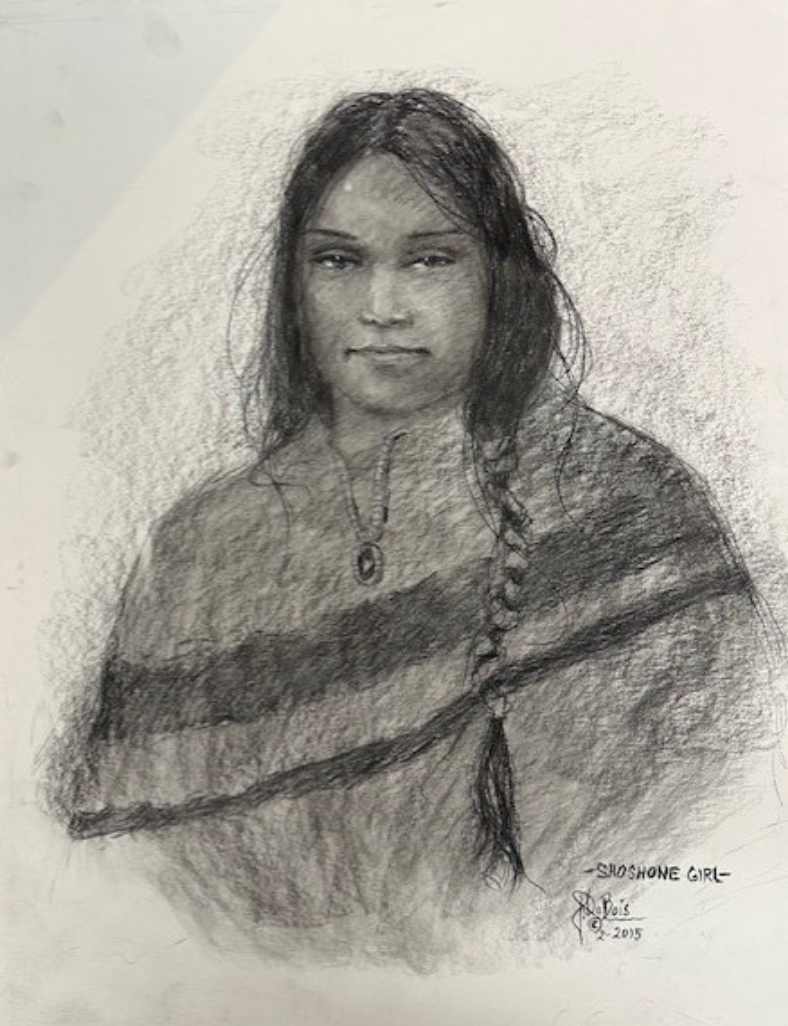 Shoshone Girl With Saddle Blanket by Jess Dubois 